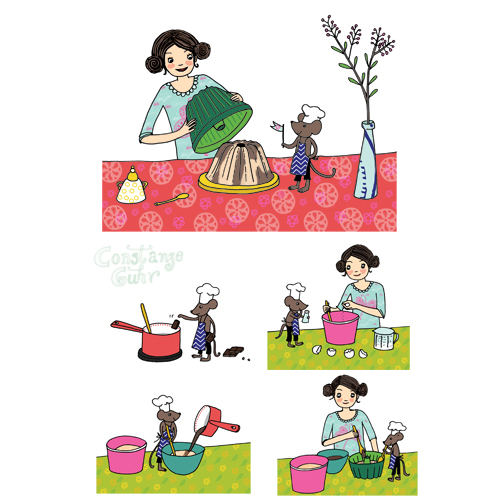 Kuchenbacken zum Muttertag, Illustration für die Neue Zürcher Sonntagszeitung