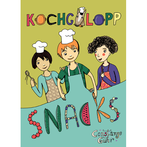 Snacks, Cover für ein Kinderkochbuch, Illustration