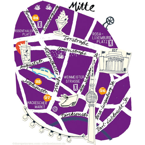 Illustrierter Stadtplan für die LANGE NACHT DER ILLUSTRATION , Illustrierte Stadtpläne