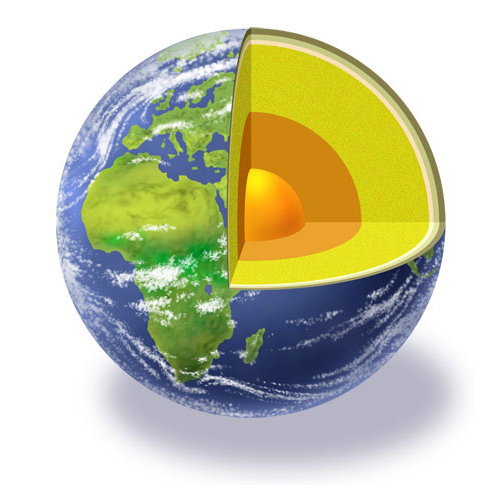 3D Illustration zum Aufbau der Erde
