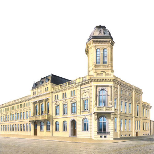Architekturillustration, Stammsitz der Firma Underberg