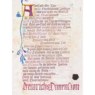 Heinrichs Dimension, Kalligrafie für einen Frisör