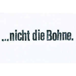 ...nicht die Bohne, gestempelte Einladungskarte für ein Kaffeehaus