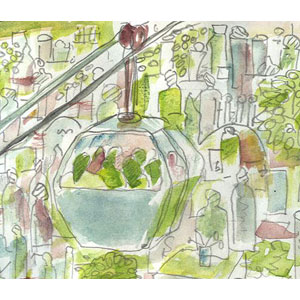 Istanbul, zum Pierre Lotti, Illustrationen mit Graphit und Aquarell