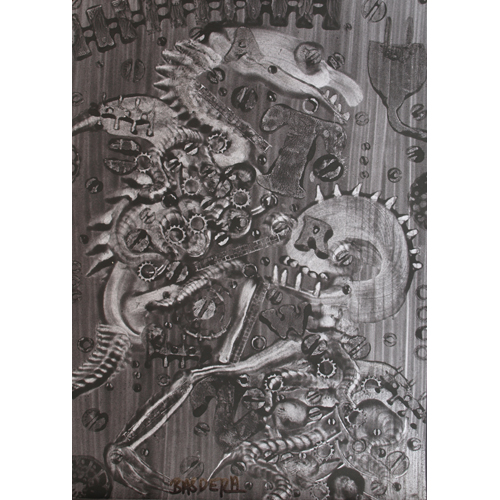 Anatomie der Vergänglichkeit, Kleister-Tempera auf Papier, 30 x 42 cm, Malerei aus der schwarzen Serie