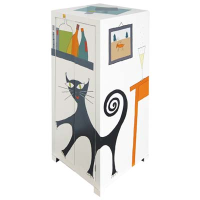 bemalter Schrank, Illustrationen auf Möbeln