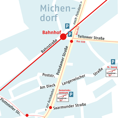 Orientierungsplan für Theater-Spielstätten in Michendorf, digitale Vektordatei, Freehand, Kartographie