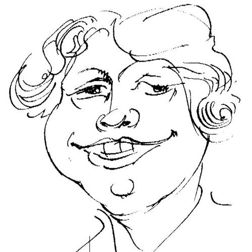 freundliche Karikatur einer Frau