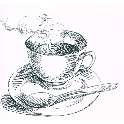 Kaffe-Tasse, Vignette für eine Speisekarte