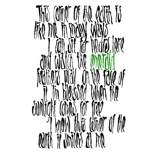 This corner of the earth - Jamiroquai Liedtext, Kalligrafie mit selbst entwickelter Handschrift