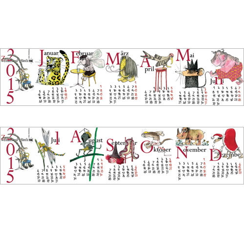 Kalenderleporello mit Tierillustrationen