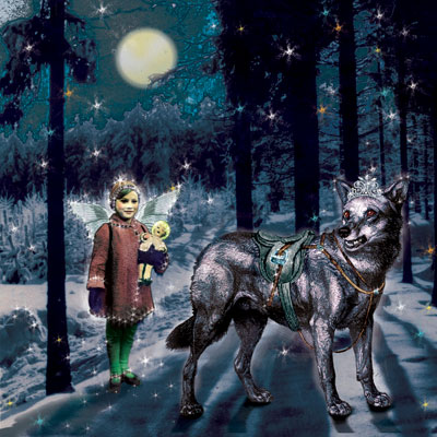 Rotkäppchen und der Wolf, digitale Collagen