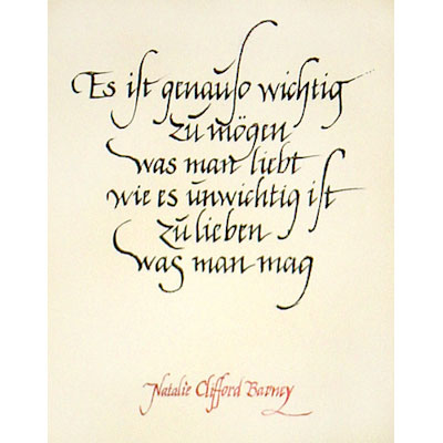 Es ist genauso wichtig ... kalligrafisch gestaltetes Gedicht, Natalie Clifford Barney