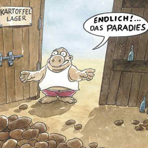 Ronald, das intelligente Politikerschwein. Cartoon
