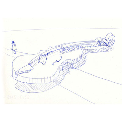 Geige, Kugelschreiberzeichnung aus meinem Skizzenbuch