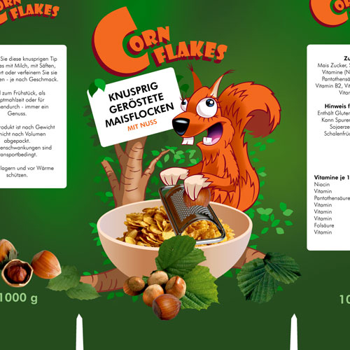 Cornflakes-Verpackung, Verpackungsdesign