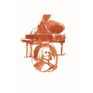 Franz Liszt, Sepia-Tuschzeichnung