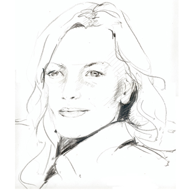 Frau M., Bleistift auf Aquarellpapier, Porträtzeichnung
