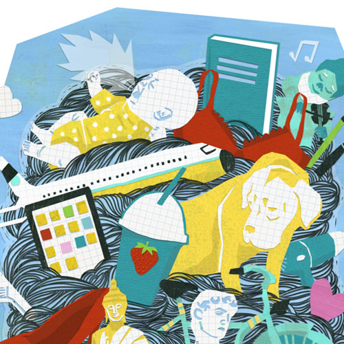 Kopfkino und die täglichen Aufgaben, Ausschnitt aus einer Collage, Illustrationen