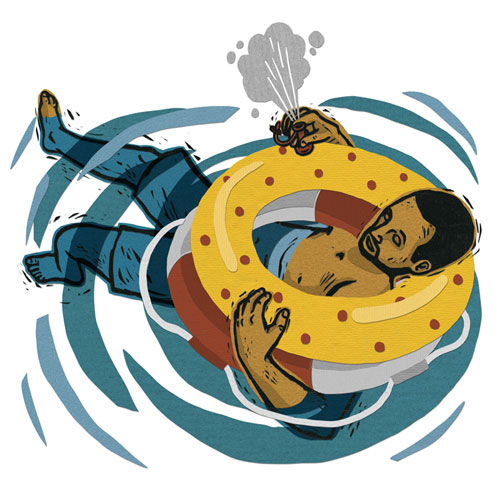 Mann im Reifen, Illustrationen