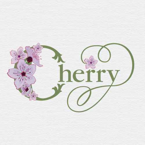 Kirschblüte, Handlettering mit Illustration