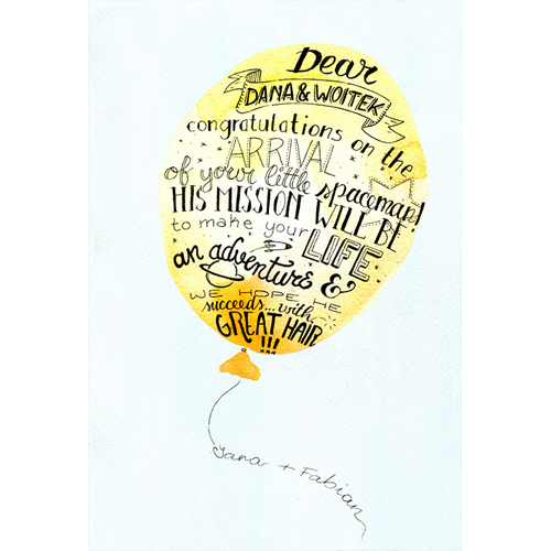 Babyshower, Glückwunschkarte zur Babyparty, Handlettering