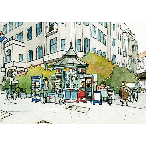 Kiosk am Steinplatz, Berlin, Stadtillustrationen