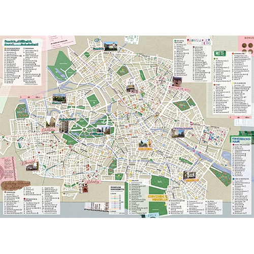 Berlin-Stadtplan, illustrierte Karten und Stadtpläne