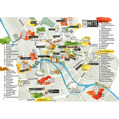 Berlin-Mitte, illustrierte Karten und Stadtpläne