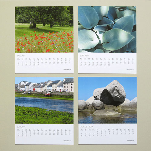 Kalenderbl�tter Mai bis August, Kalenderboxen, Tischkalender in transparenter Verpackung