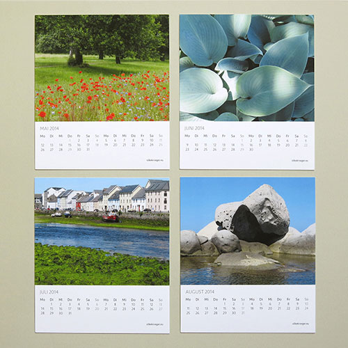 Kalenderbltter Mai bis August, Kalenderboxen, Tischkalender in transparenter Verpackung