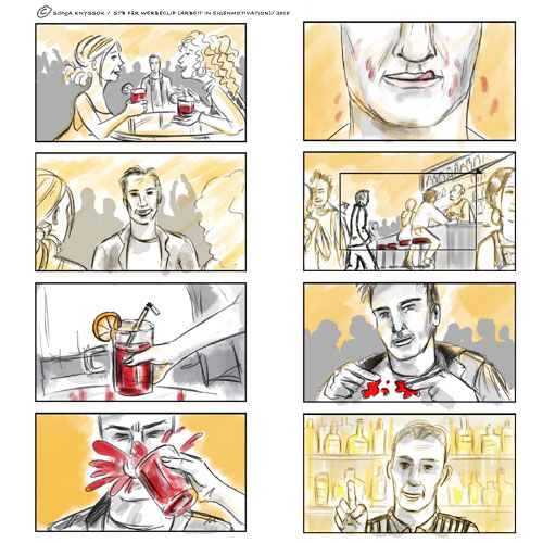 Commercial-Storyboard, Storyboards für die Werbebranche, Visualisierung von Abläufen