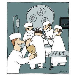 Medizinerscherze, Cartoon aus dem OP