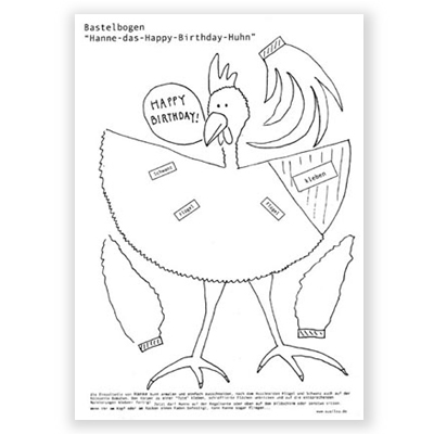 Hanne das Happy-Birthday-Huhn, Bastelbögen