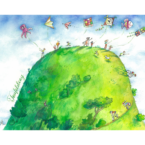 Drachensteigen am Teufelsberg in Berlin, Kinderbuch-Illustrationen
