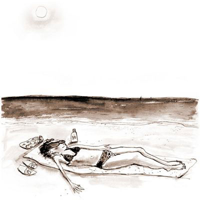 Sonnenbaden am Strand, Illustrationen