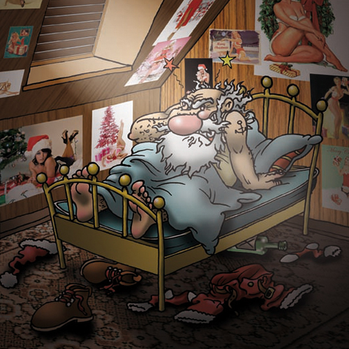 Weihnachtskater, Cartoon zum Thema Alkohol