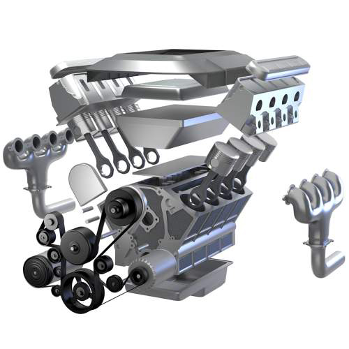 V8-Motor, technische Illustrationen