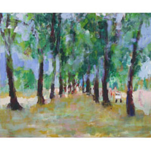 Allee, Landschaftsmalerei, Tempera auf Leinwand