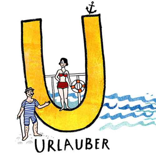 Illustrierte Alphabete: U wie Urlauber, »Mit dem ABC durch die Gemeinde Wandlitz« Illustriertes ABC für Kinder