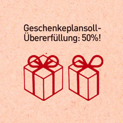 Geschenkeplansoll-Übererfüllung: 50%