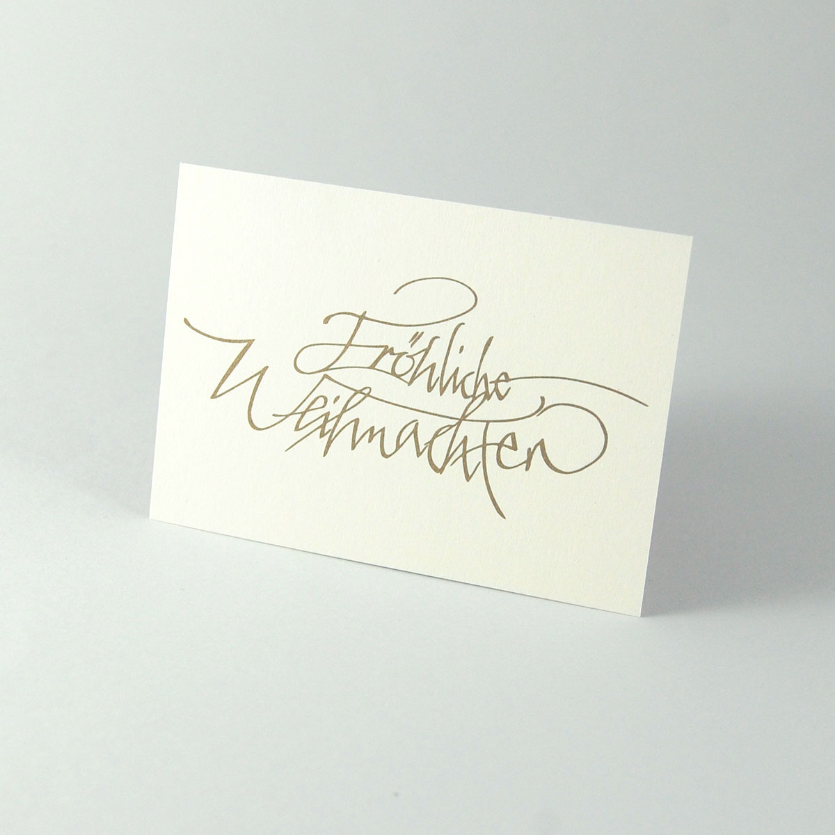 Fröhliche Weihnachten, Weihnachtspostkarten mit schwungvoller Kalligrafie