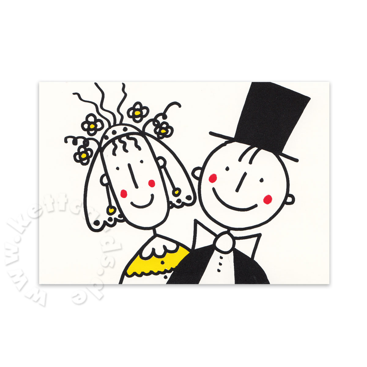 Braut und Bräutigam, bunte, fröhliche Postkarten für´s Save-the-Date