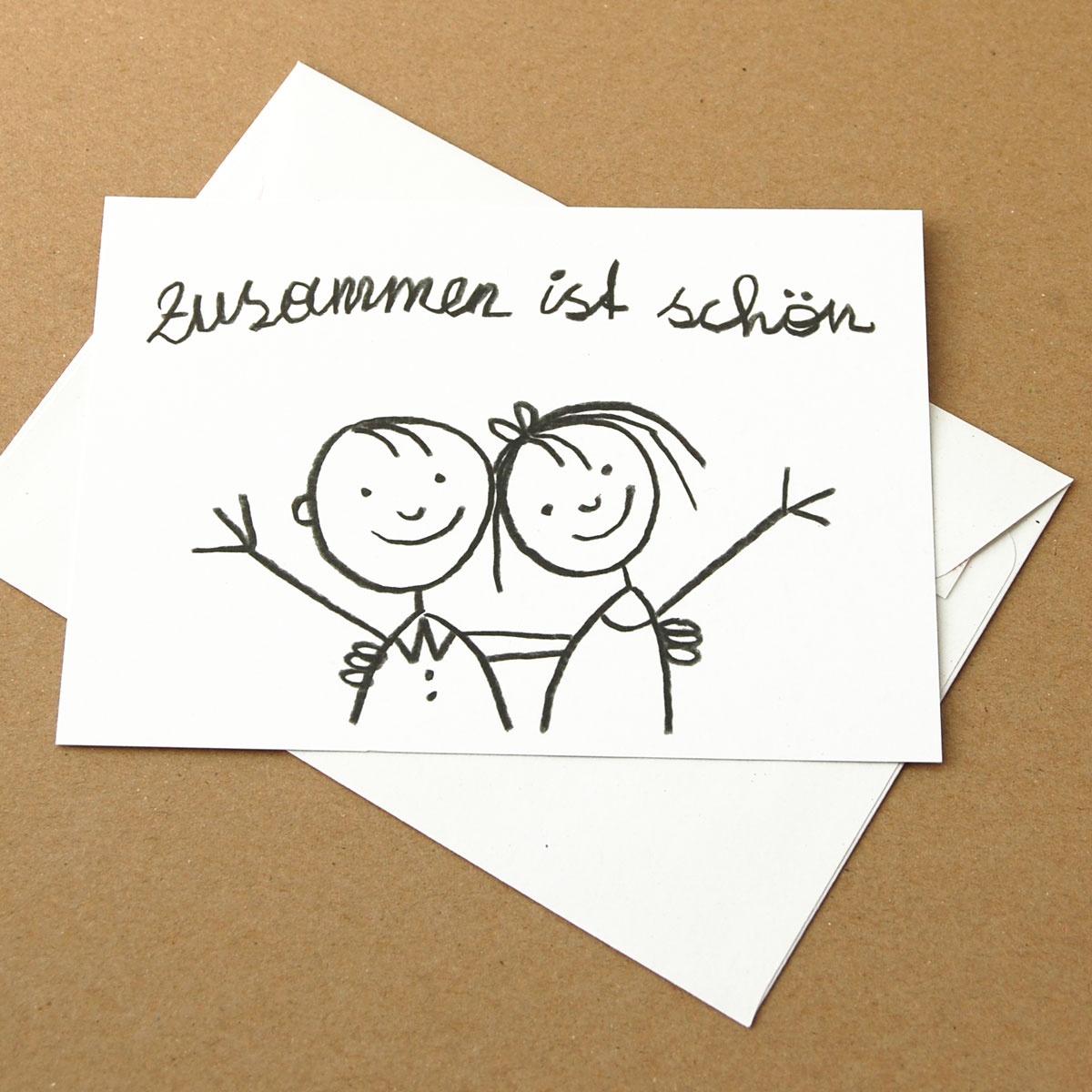 zusammen ist schön, witzige Recycling-Postkarten fürs Save-the-Date