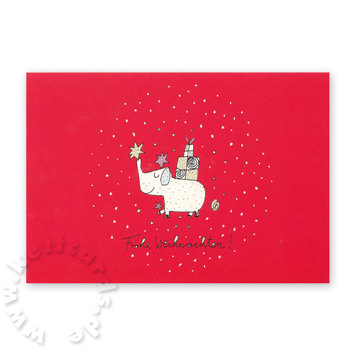 Frohe Weihnachten! Cartoon-Weihnachtspostkarten mit Elefant
