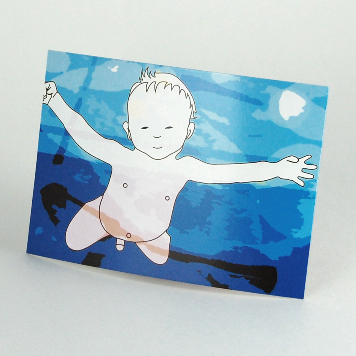 Geburtsanzeigen: schwimmendes Baby (Junge), Postkarten