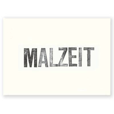 Malzeit, Tischset aus stabilem Papier, originell gestempelt