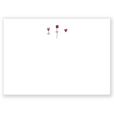 Rose, Weinglas, Herz, Tischset aus stabilem Papier