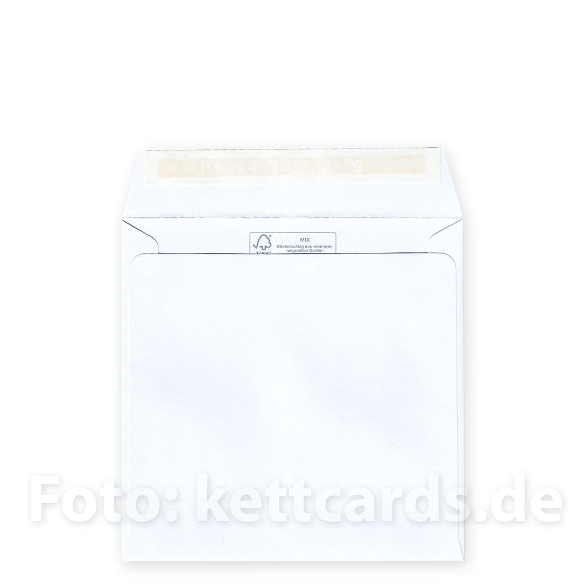 weiße, quadratische Umschläge mit gerader Klappe, FSC, 14 cm