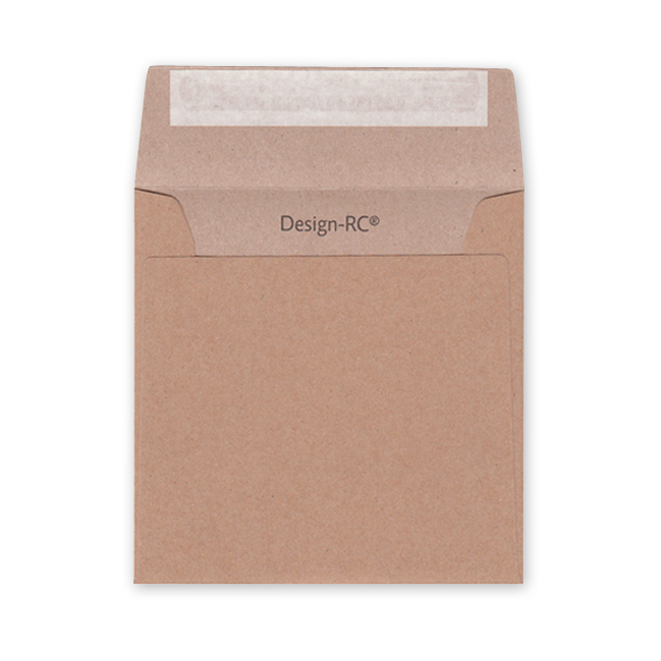 braune quadratische Design-Umschläge haftklebend, Recycling, 16 cm Seitenlänge